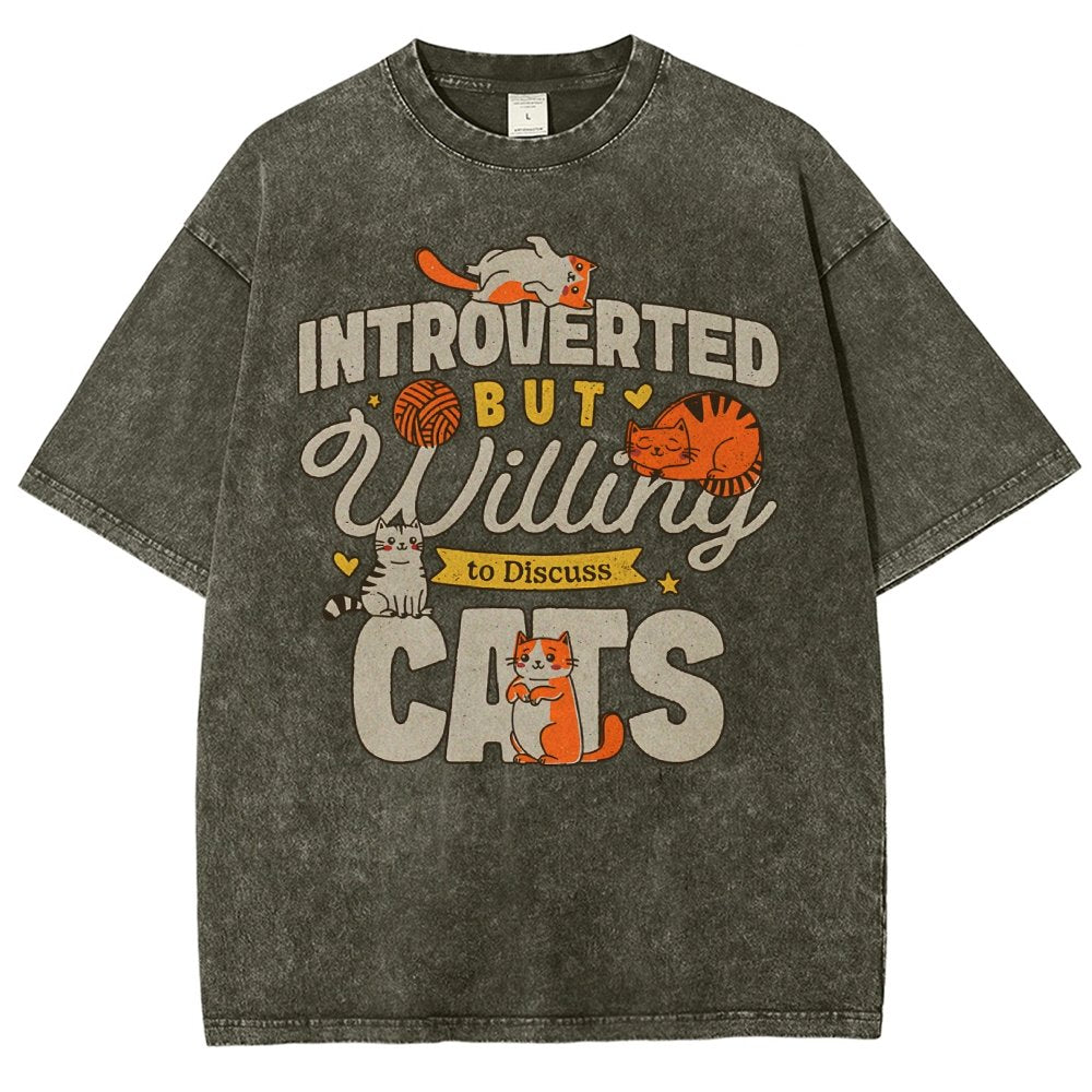 Willing to Discuss Cats Vintage Distressed T-shirt