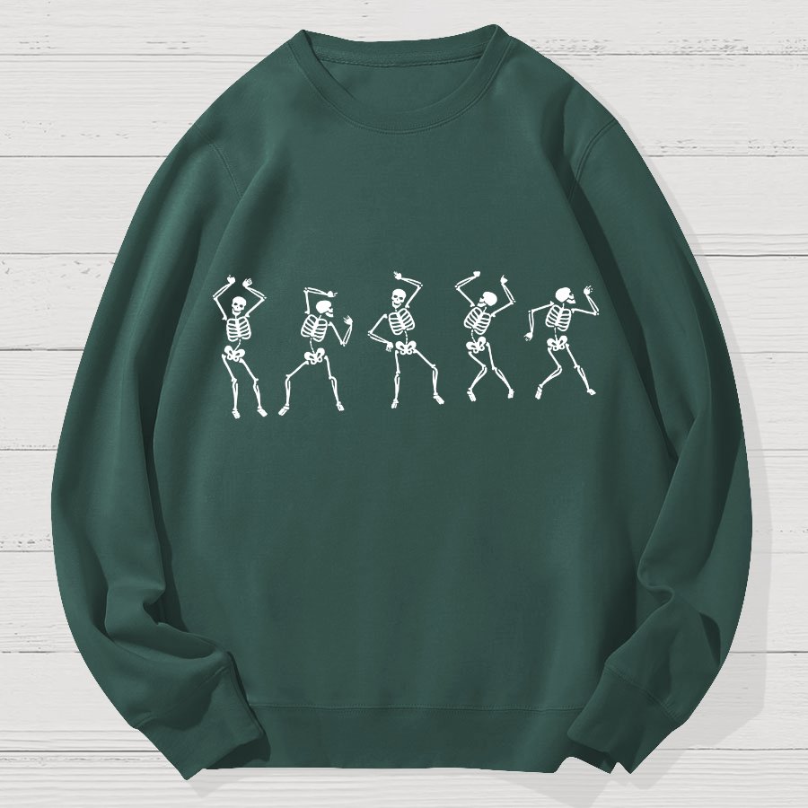 Dancing Skeleton Happy Halloween Geek Cotton Sweatshirt