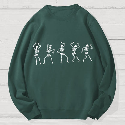 Dancing Skeleton Happy Halloween Geek Cotton Sweatshirt