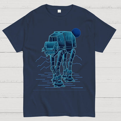 Neon Line-Art Armored Walker Geek T-Shirt