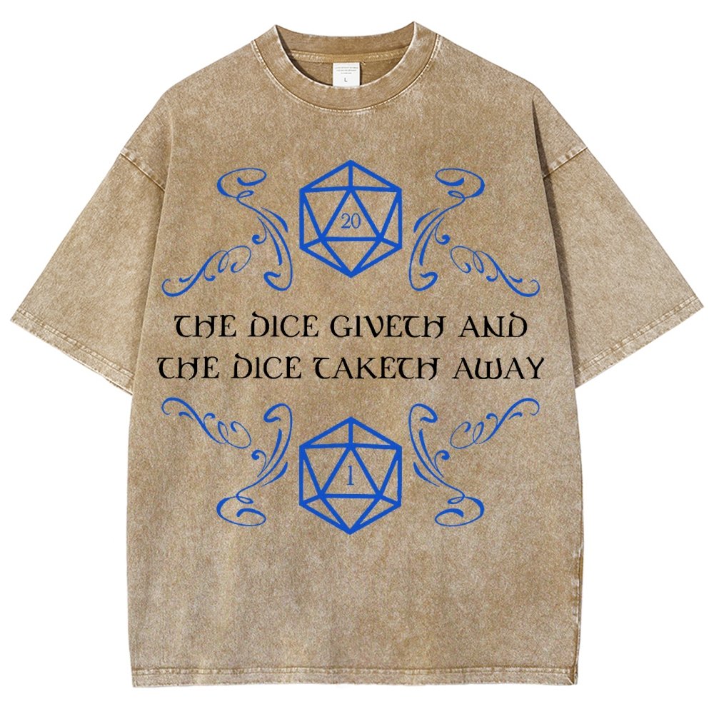 The Dice Giveth And Taketh Away Tabletop RPG Gaming Vintage Distressed T-shirt