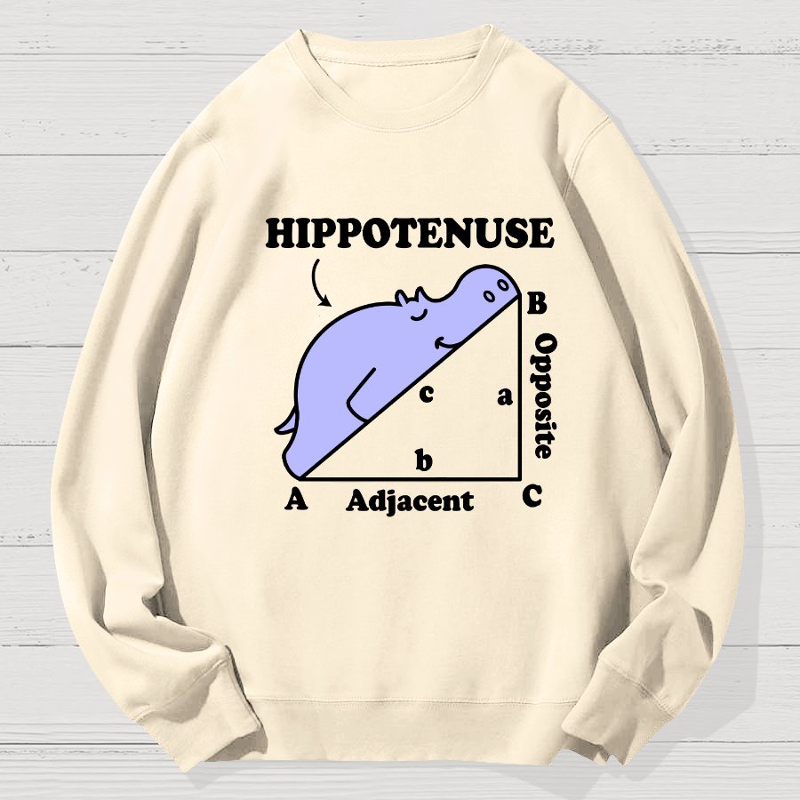Hypotenuse Math Pun, Hippotenuse Essential Geek Cotton Sweatshirt