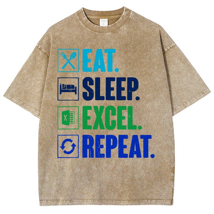 Eat Sleep Excel Repeat Funny Excel Vintage Distressed T-shirt