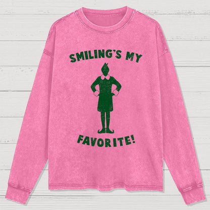 Smiling's My Favorite Washed Long Sleeve Tee