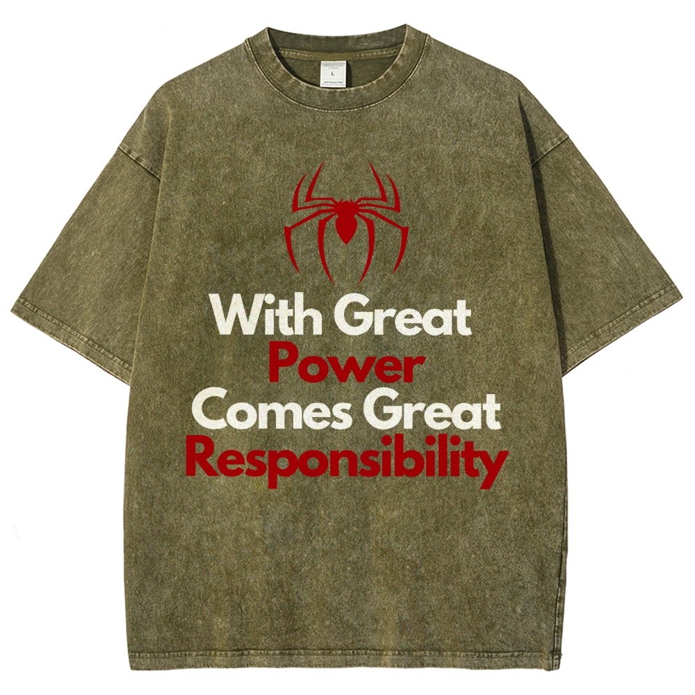 With Great Power Comes Great Responsibility Vintage Distressed T-shirt