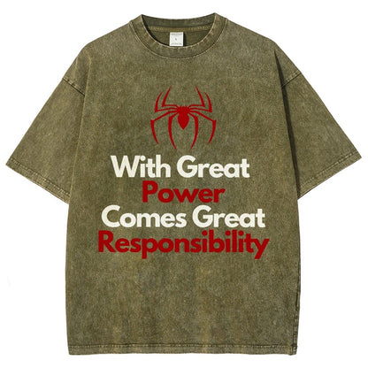 With Great Power Comes Great Responsibility Vintage Distressed T-shirt