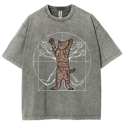 vitruvian cat Vintage Distressed T-shirt