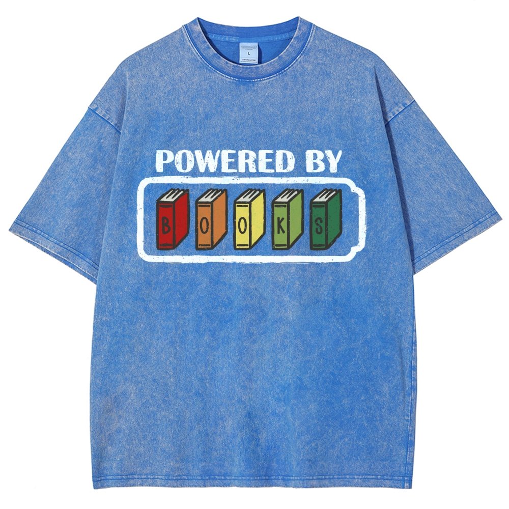 Powered by Books Vintage Distressed T-shirt