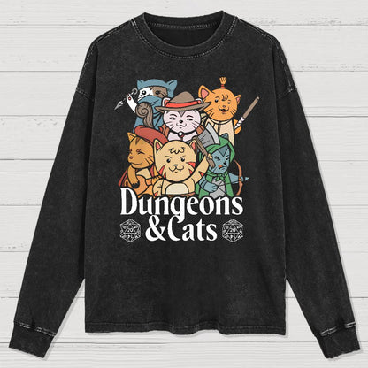 Dungeons and Cats Washed Long Sleeve Tee