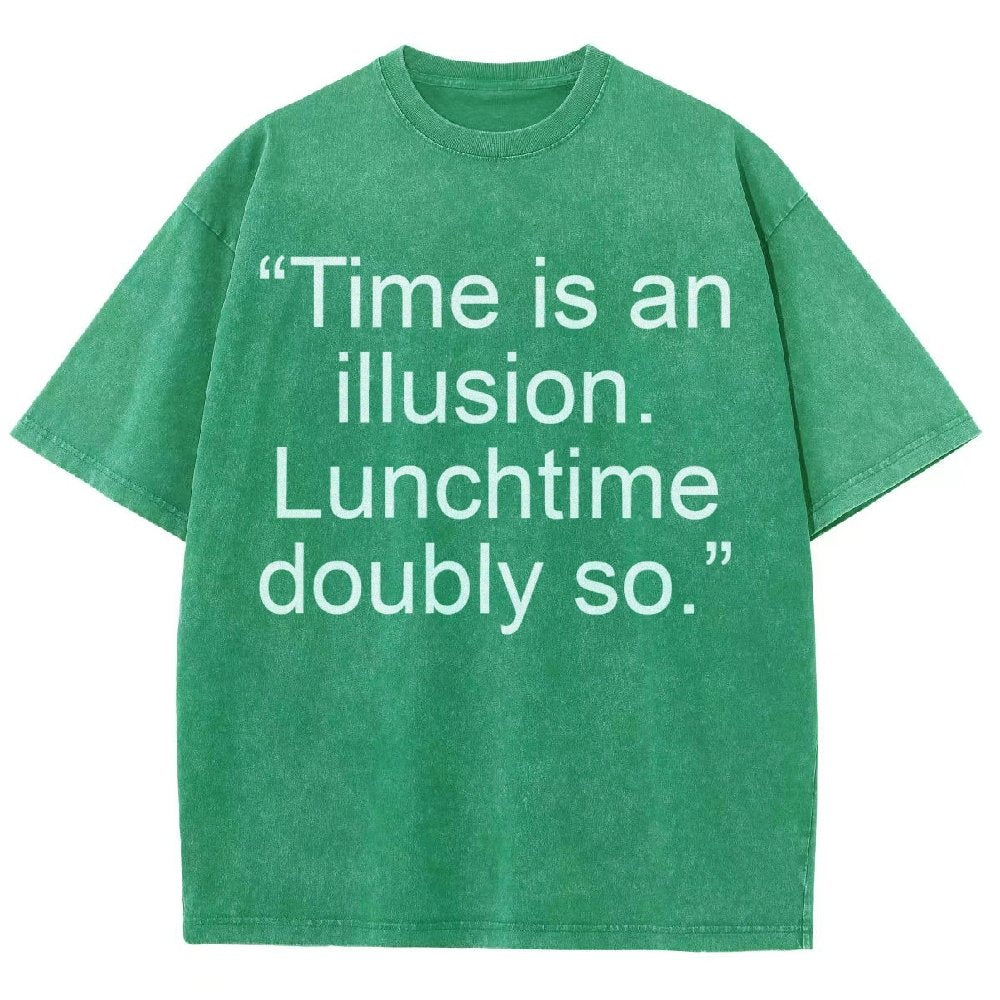 Douglas Adams - “Time is an illusion. Lunchtime doubly so.” Vintage Distressed T-shirt