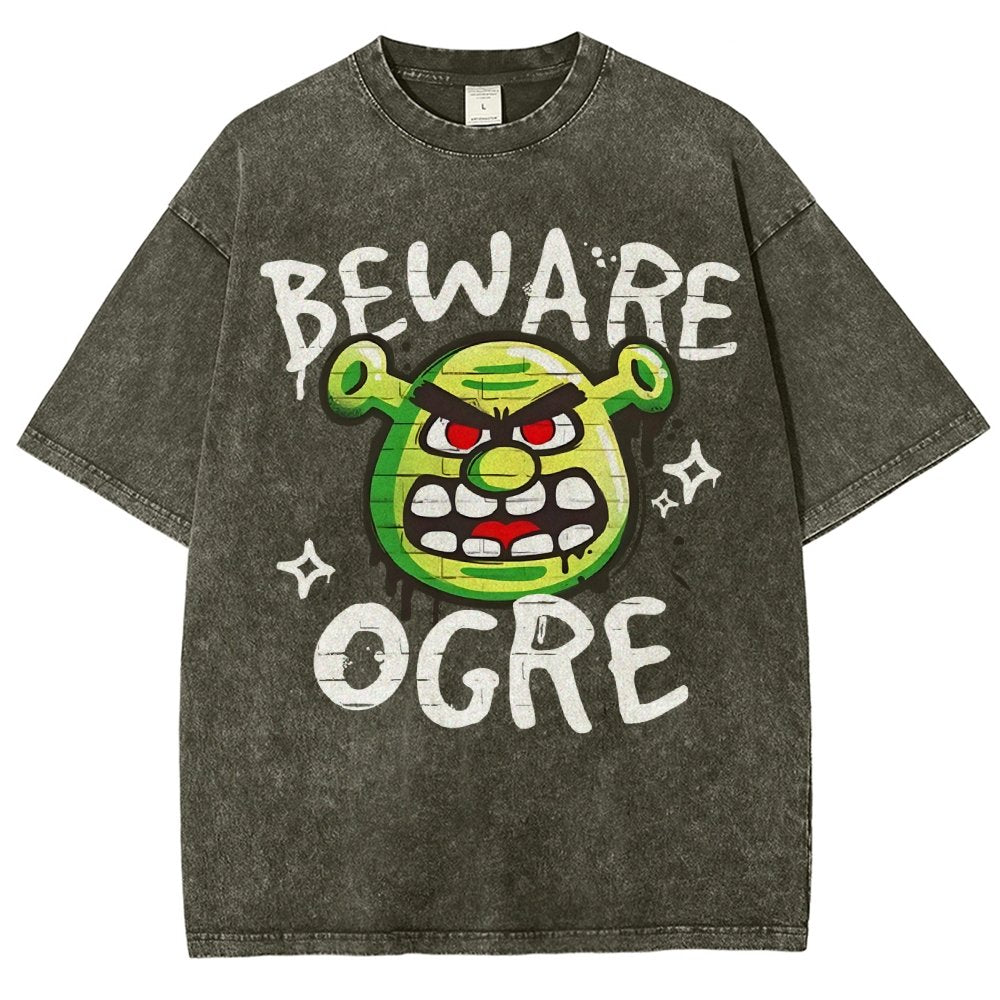 Beware Ogre Graffiti Vintage Distressed T-shirt