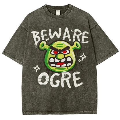 Beware Ogre Graffiti Vintage Distressed T-shirt
