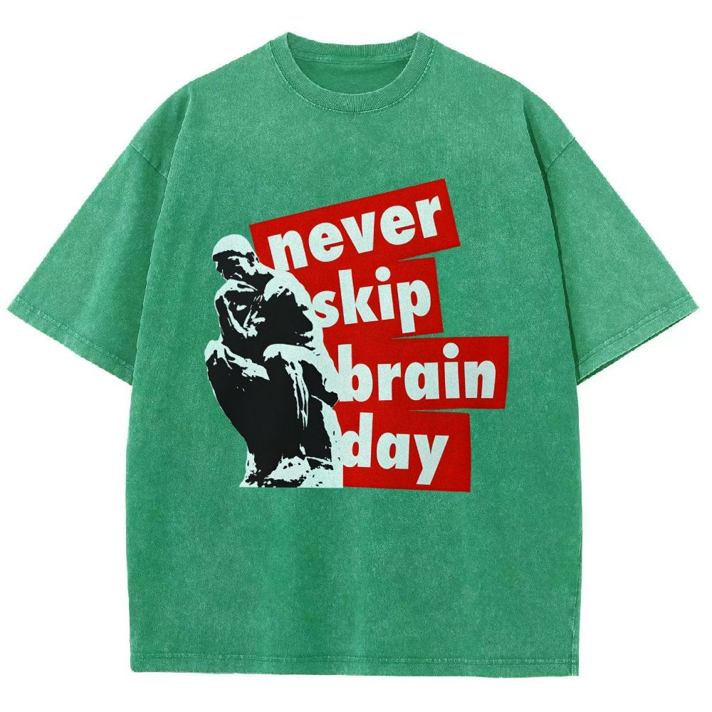 Never Skip Brain Day Vintage Distressed T-shirt