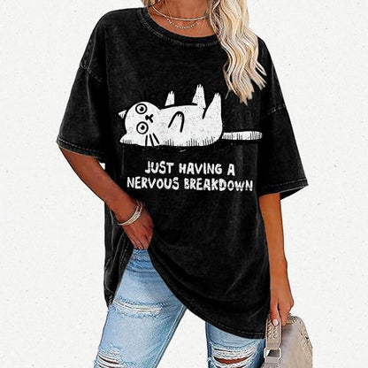 Nervous Breakdown Cat Vintage Distressed T-shirt
