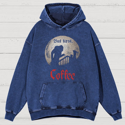 But First, Coffee Vintage Distressed Hoodie