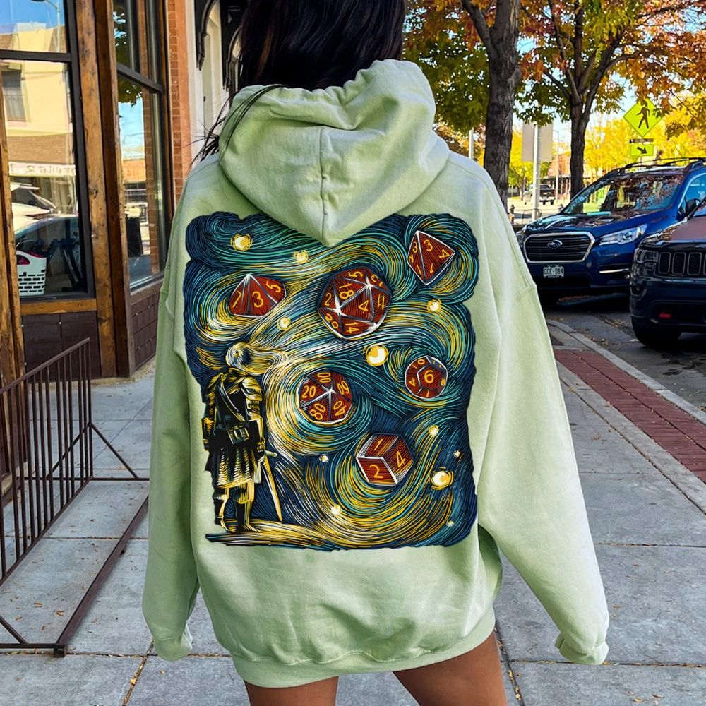 Starry Dice Printed Back Cotton Hoodie