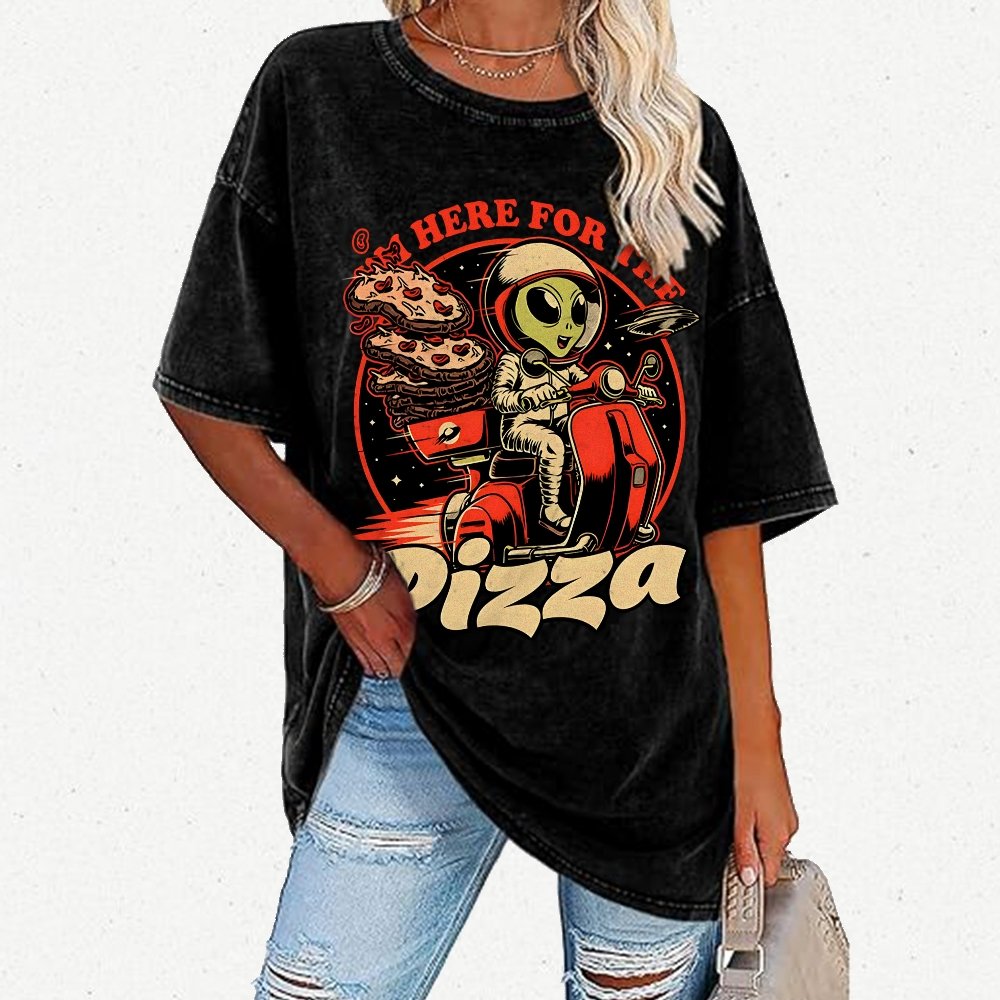 Space Pizza Delivery Vintage Distressed T-shirt