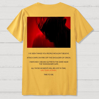 Tears in Rain-Tears in Red-Time to Die Front And Back Printing Geek T-Shirt