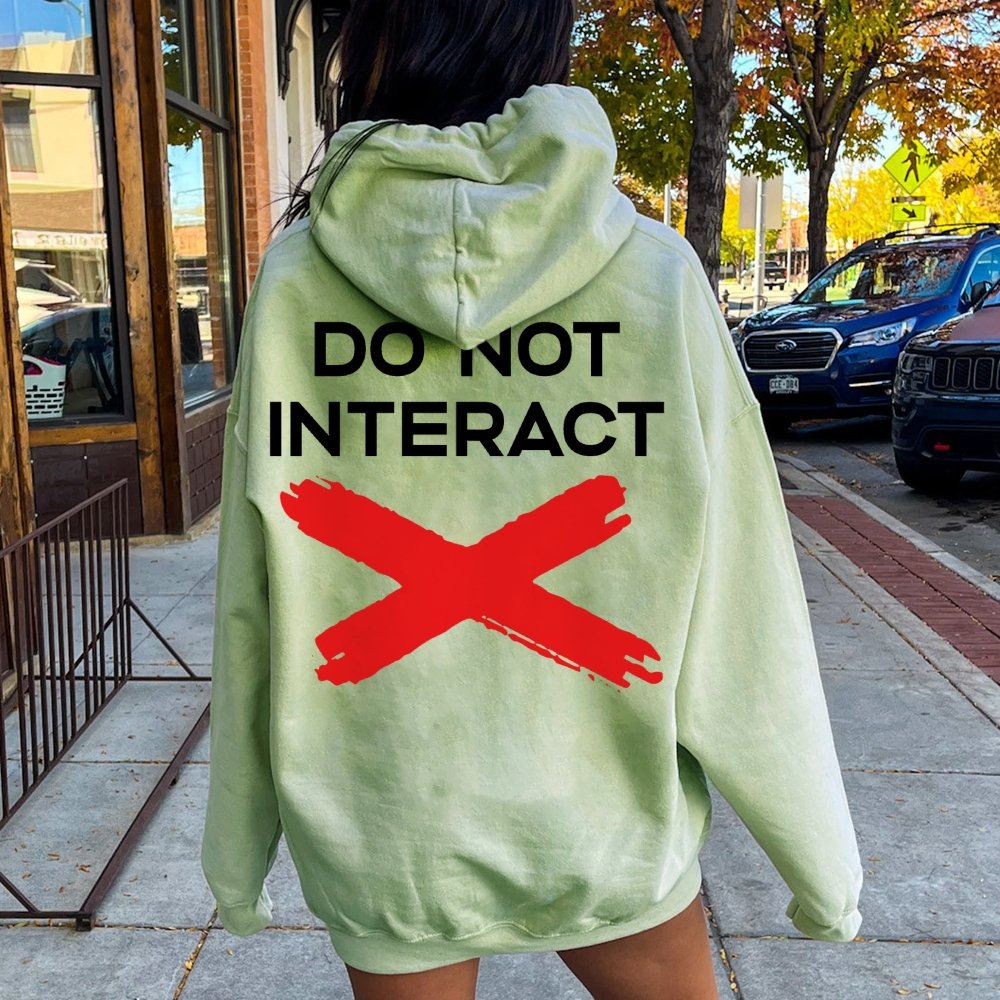 Do Not Interact Printed Back Unisex Cotton Hoodie