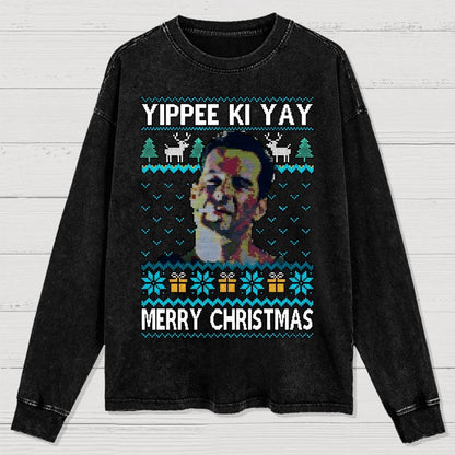Yippee Ki Christmas Washed Long Sleeve Tee