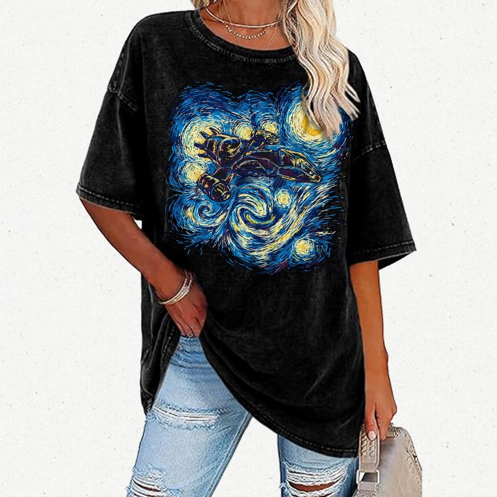 Starry Flight Vintage Distressed T-shirt