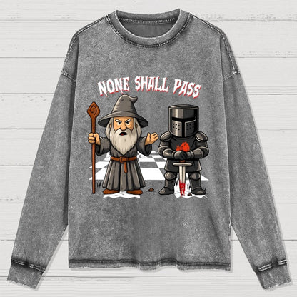 None Shall Pass Washed Long Sleeve Tee