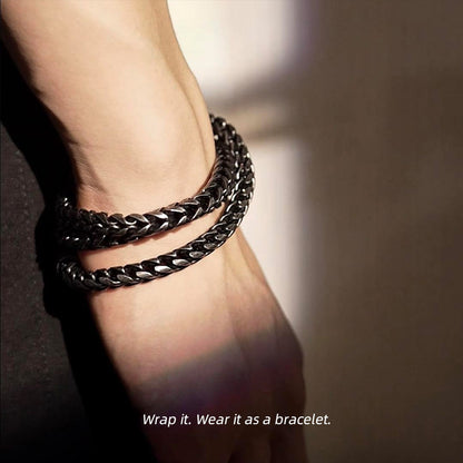 Vintage Silver Stainless Steel Curb Chain Necklace