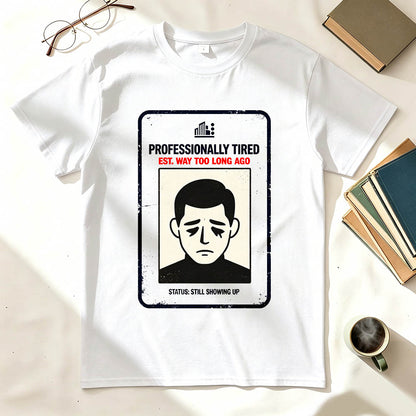 Professionally Tired Est Way Too Long Ago Funny Work T-Shirt