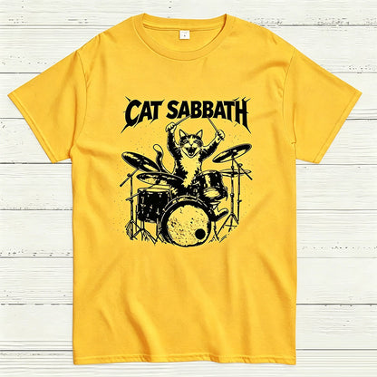Cat Sabbath Funny Cat Drummer T-Shirt
