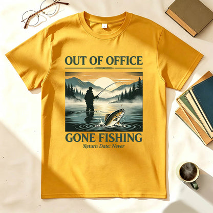 Out of Office Gone Fishing Return Date Never Funny Fishing T-Shirt