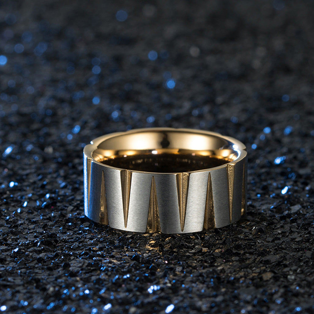 Iridescent Geometric - Cut Stainless Steel Ring