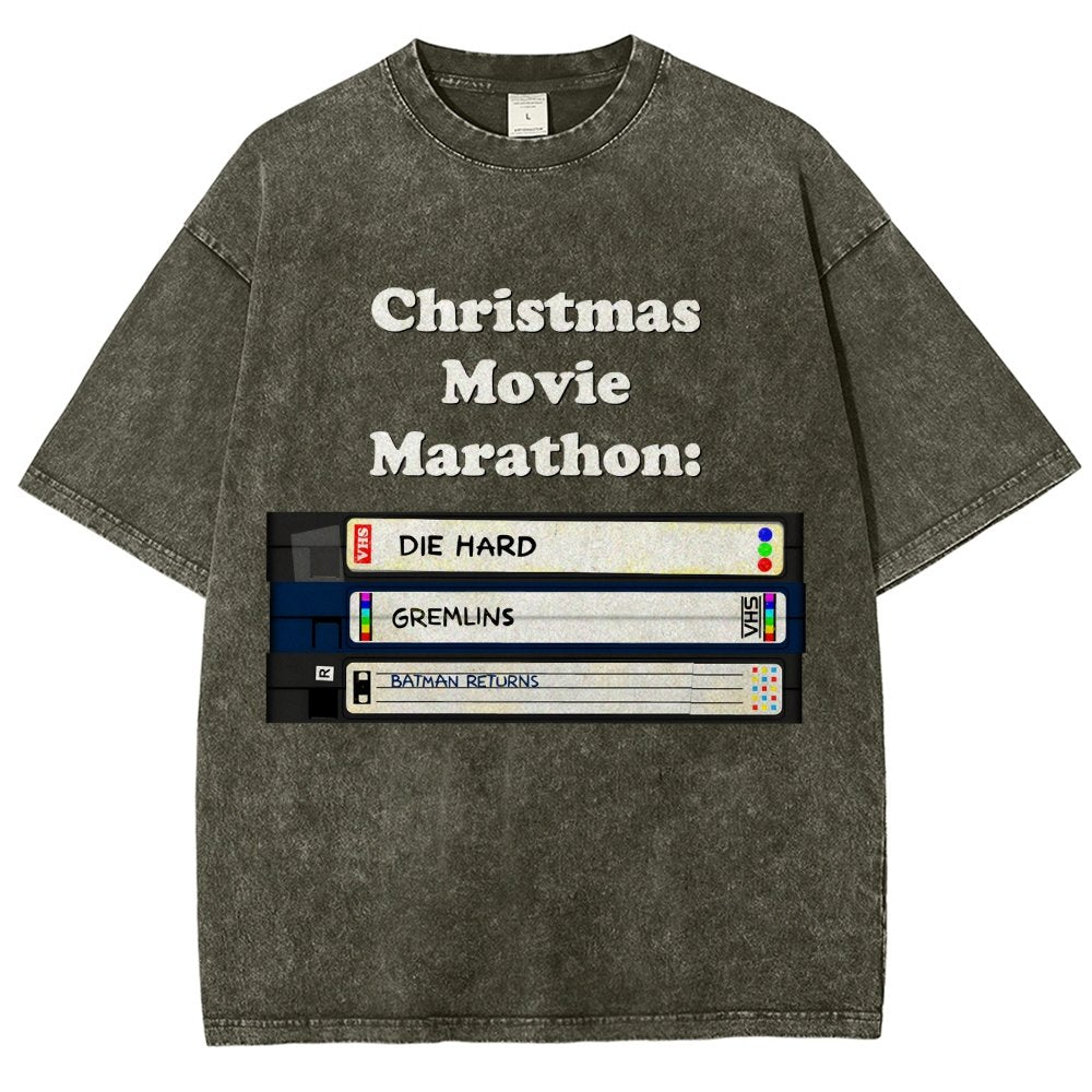 Christmas Movie Marathon Vintage Distressed T-shirt