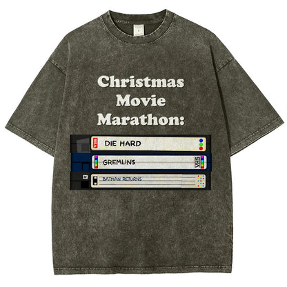 Christmas Movie Marathon Vintage Distressed T-shirt