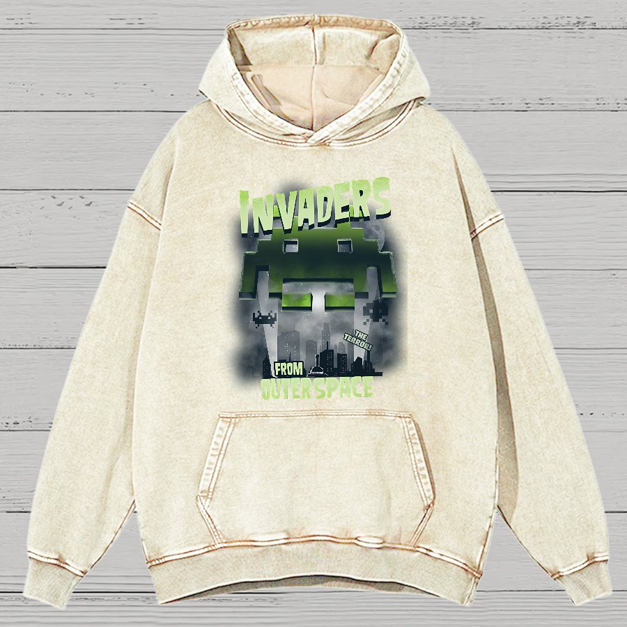 Invaders From Outer Space Vintage Distressed Hoodie