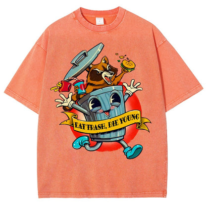 Eat trash die young vintage cartoon Classic Vintage Distressed T-shirt