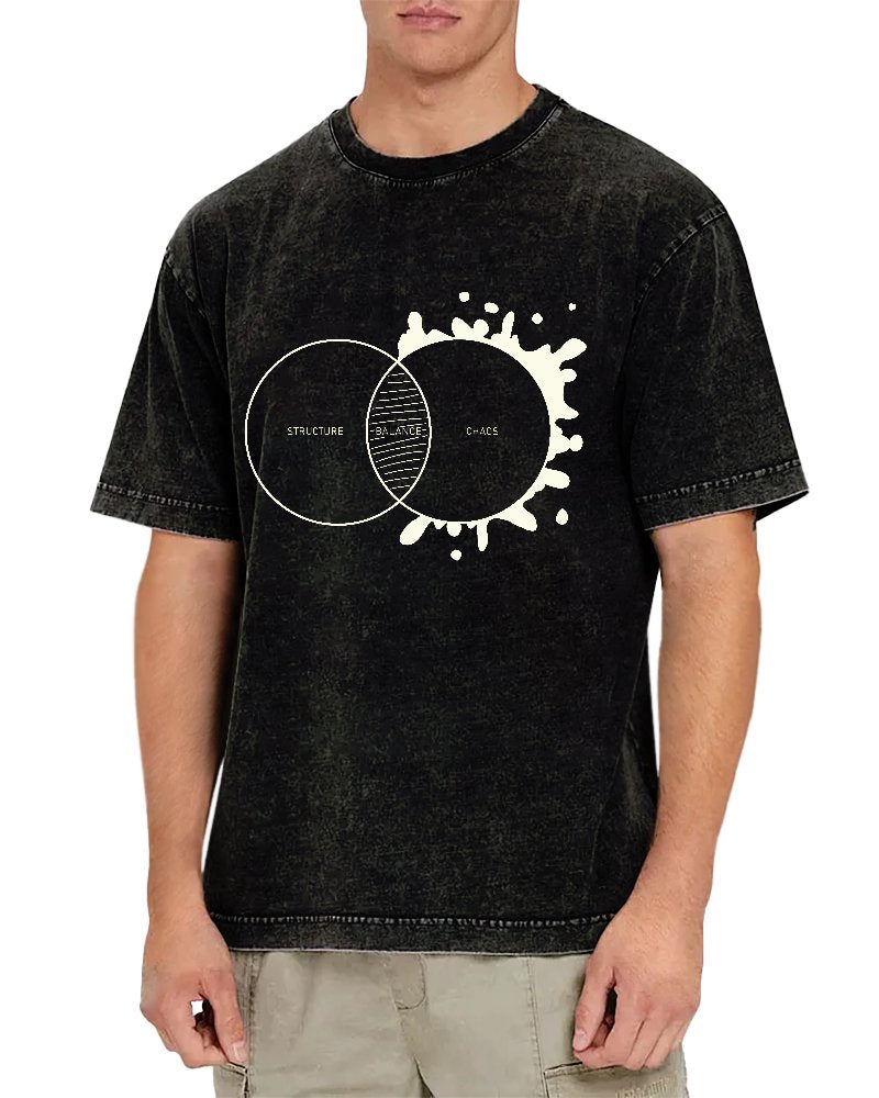 Balance Between Structure and Chaos Geek Vintage Distressed T-shirt