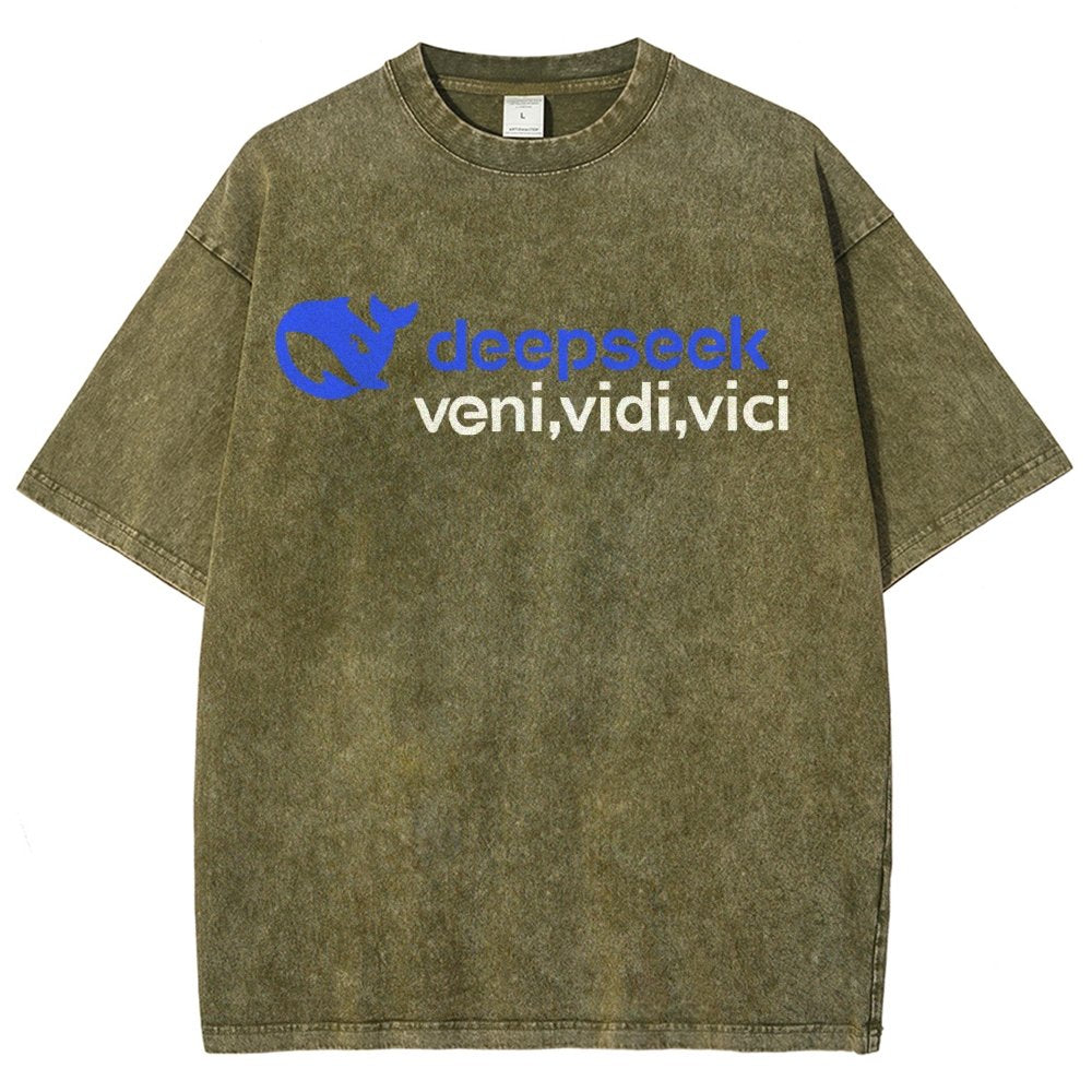 Deepseek R1 Graphic Vintage Distressed T-shirt