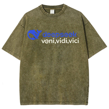 Deepseek R1 Graphic Vintage Distressed T-shirt