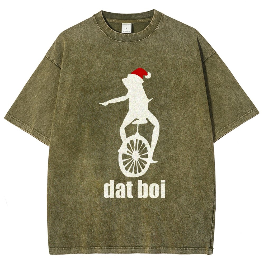 Christmas Here Comes Dat Boi Waddup Meme Vintage Distressed T-shirt