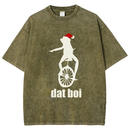 Christmas Here Comes Dat Boi Waddup Meme Vintage Distressed T-shirt