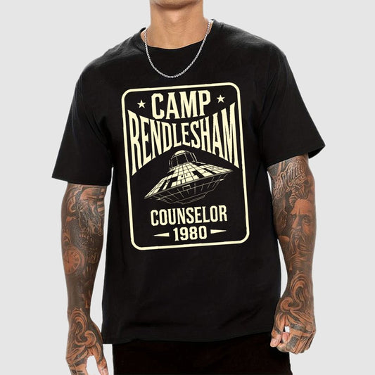 Camp Rendlesham Counselor 1980 UFO Unisex Geek T-Shirt