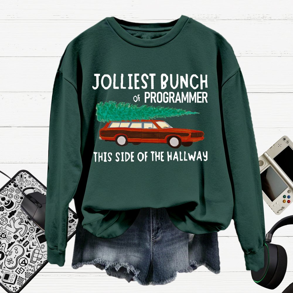 Jolliest Bunch Of Programmer Christmas Cotton Pullover Sweatshirt