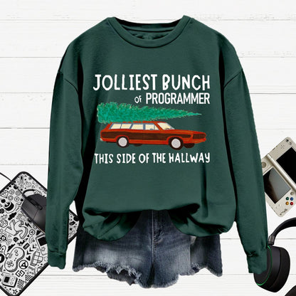 Jolliest Bunch Of Programmer Christmas Cotton Pullover Sweatshirt