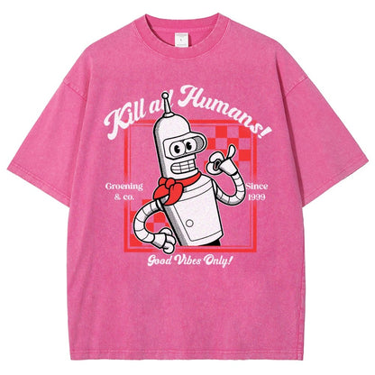 Kill All Humans Vintage Distressed T-shirt