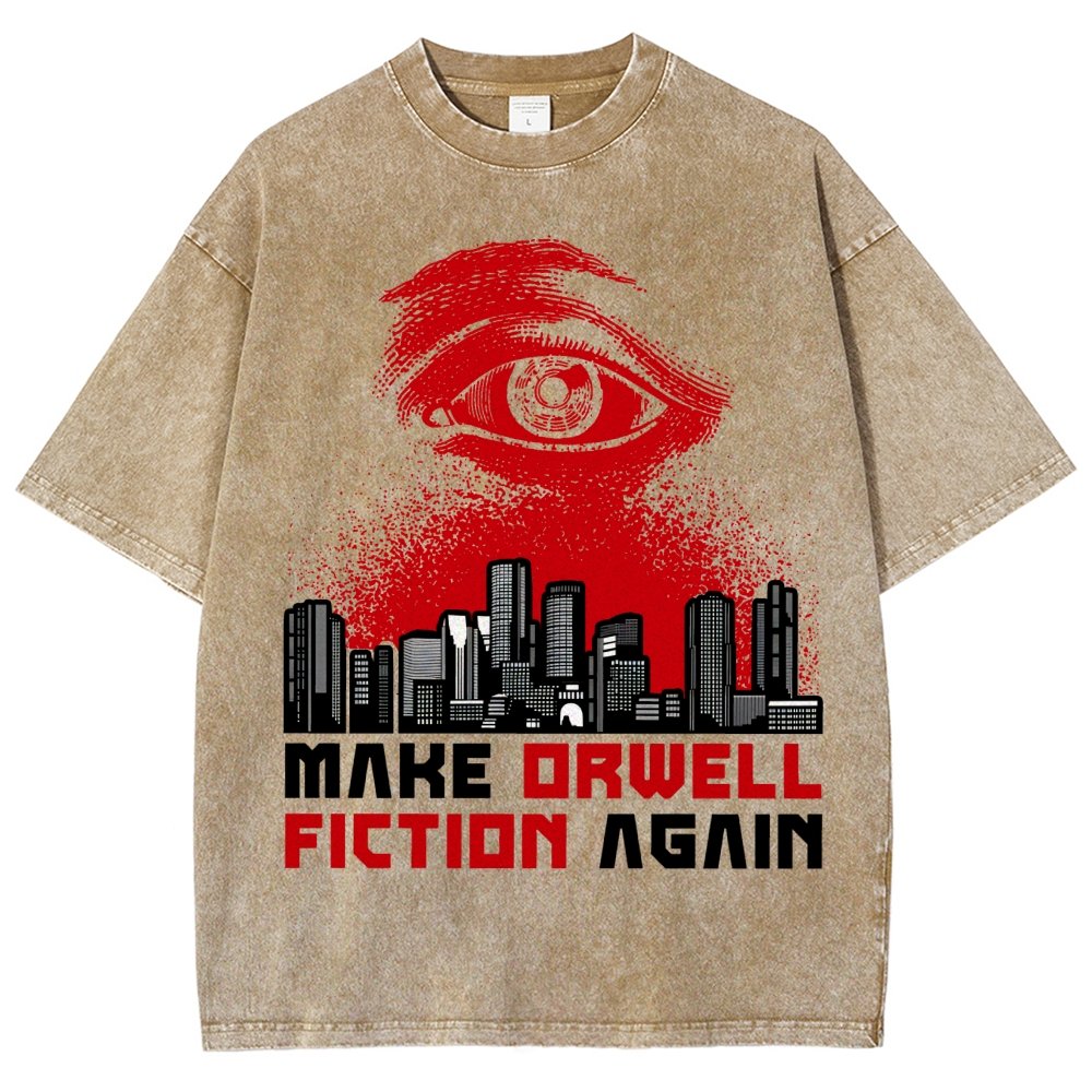 Damen Make Orwell Fiction Again Vintage Distressed T-shirt
