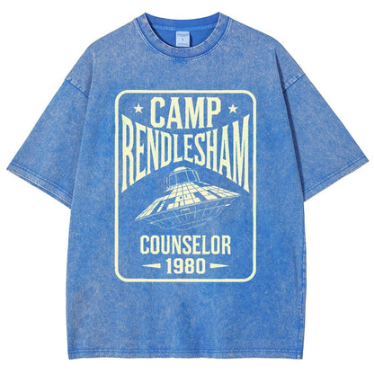 Camp Rendlesham Counselor 1980 UFO Vintage Distressed T-shirt
