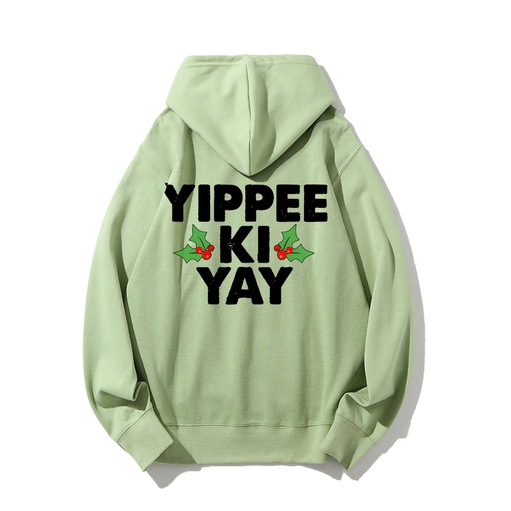 Yippee-Ki-Yay Printed Back Unisex Cotton Hoodie