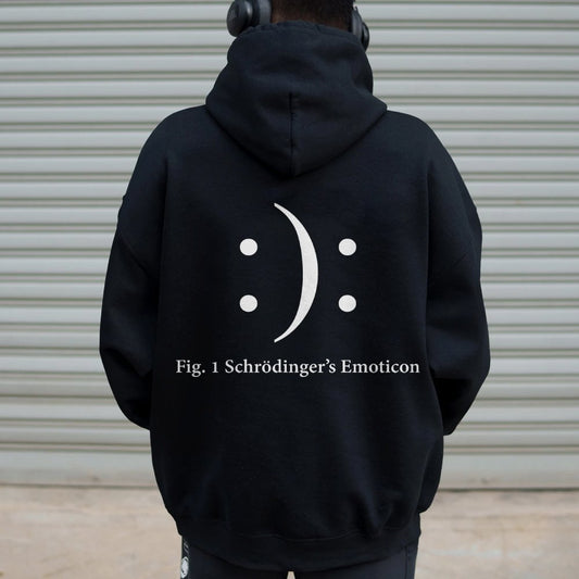 Schrodinger's Emoticon Printed Back Unisex Cotton Hoodie