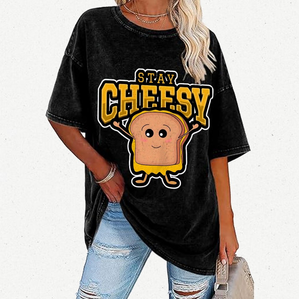Sandwich Stay Cheesy Vintage Distressed T-shirt