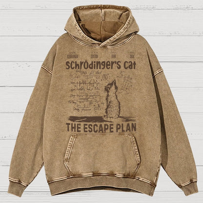Schrodinger's Cat Escape Plan Interesting Physics Science Vintage Distressed Hoodie